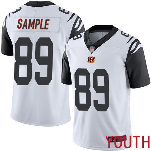 Cincinnati Bengals Limited White Youth Drew Sample Jersey NFL Footballl #89 Rush Vapor Untouchable->youth nfl jersey->Youth Jersey